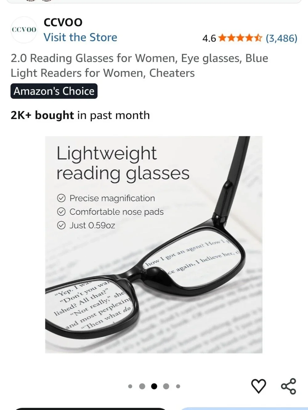 Women's 5-Pack Reading Glasses2.0 - Black, Blue, Tortoiseshell, Clear, Leopard